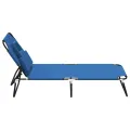 Chaise longue pliante bleu tissu oxford acier enduit de poudre