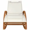 Chaise à bascule textilène blanc et bois de peuplier massif