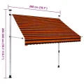 Auvent manuel rétractable 200 cm Orange et marron