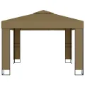 Tonnelle avec double toit et lumières LED 3x3x2,7 m Taupe
