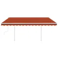 Auvent manuel rétractable avec LED 4,5x3,5 m Orange et marron