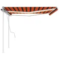 Auvent manuel rétractable avec LED 4,5x3,5 m Orange et marron