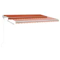 Auvent manuel rétractable avec LED 4,5x3,5 m Orange et marron