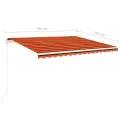 Auvent manuel rétractable avec LED 4,5x3,5 m Orange et marron