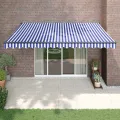 Auvent rétractable automatique bleu et blanc 4,5x3 m