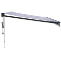 Auvent rétractable automatique bleu et blanc 4,5x3 m