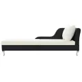 Chaise longue avec coussin Résine tressée Noir