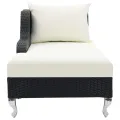 Chaise longue avec coussin Résine tressée Noir