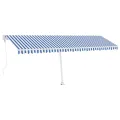 Auvent automatique sur pied 600x350 cm Bleu/Blanc