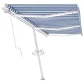 Auvent automatique sur pied 600x350 cm Bleu/Blanc