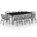 Ensemble à manger de jardin 9 pcs Gris