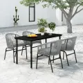 Ensemble à manger de jardin 5 pcs Gris