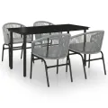 Ensemble à manger de jardin 5 pcs Gris
