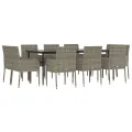 Ensemble à manger jardin 11 pcs avec coussins noir et gris