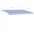Auvent manuel rétractable avec poteaux 4,5x3 m Bleu et blanc