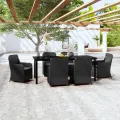 Ensemble à manger de jardin avec coussins 7 pcs Noir