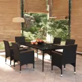 Ensemble à manger de jardin avec coussins 7 pcs Noir
