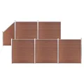 Ensemble de clôture WPC 5 Carré + 1 Incliné 965 x 186 cm Marron