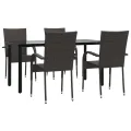 Ensemble à manger de jardin 5 pcs Marron Résine tressée