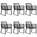 Ensemble à manger de jardin 7 pcs Noir Rotin PVC