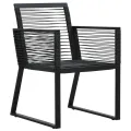 Ensemble à manger de jardin 7 pcs Noir Rotin PVC