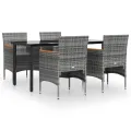 Ensemble à manger de jardin et coussins 5pcs Gris/noir