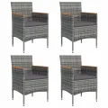 Ensemble à manger de jardin et coussins 5pcs Gris/noir