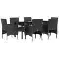 Ensemble à manger de jardin avec coussins 7 pcs Noir