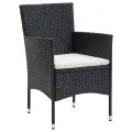 Ensemble à manger de jardin avec coussins 7 pcs Noir
