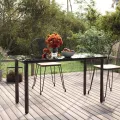 Table à dîner de jardin Noir 200x100x74cm Acier et verre trempé