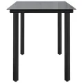 Table à dîner de jardin Noir 200x100x74cm Acier et verre trempé