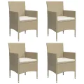 Ensemble à manger de jardin coussins 5 pcs Beige/noir