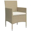 Ensemble à manger de jardin coussins 5 pcs Beige/noir