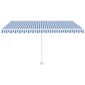 Auvent automatique sur pied 450x350 cm Bleu/Blanc