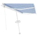 Auvent automatique sur pied 450x350 cm Bleu/Blanc