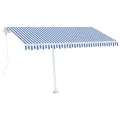 Auvent automatique sur pied 450x350 cm Bleu/Blanc
