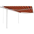 Auvent automatique rétractable poteaux 4,5x3,5 m Orange marron