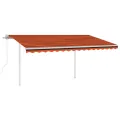 Auvent automatique rétractable poteaux 4,5x3,5 m Orange marron
