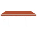 Auvent automatique rétractable poteaux 4,5x3,5 m Orange marron
