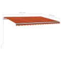 Auvent automatique rétractable poteaux 4,5x3,5 m Orange marron
