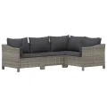 Salon de jardin 7 pcs avec coussins Gris Résine tressée