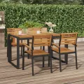 Chaises de jardin empilables lot de 4 bois d'acacia et métal