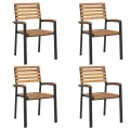 Chaises de jardin empilables lot de 4 bois d'acacia et métal