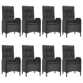 Ensemble à manger jardin 9pcs et coussins noir résine tressée