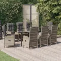 Ensemble à manger de jardin 9pcs et coussins noir et gris