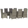 Ensemble à manger de jardin 9pcs et coussins noir et gris