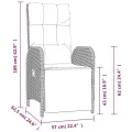 Ensemble à manger de jardin 9pcs et coussins noir et gris