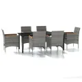 Ensemble à manger de jardin coussins 7pcs Gris et noir