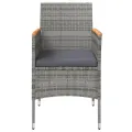 Ensemble à manger de jardin coussins 7pcs Gris et noir
