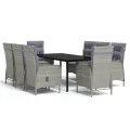 Ensemble à manger de jardin et coussins 9 pcs Gris et noir
